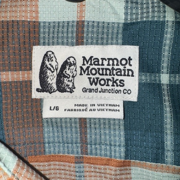 Marmot Men Aeroboro Button-Up Shirt Dark Jungle Wayland Plaid Sz L NEW $70 - Picture 4 of 9